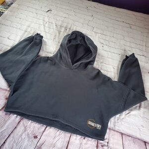 Savage X Fenty Crop Black Hoodie Sweatshirt Oversized Preppy Rock Festival Mediu